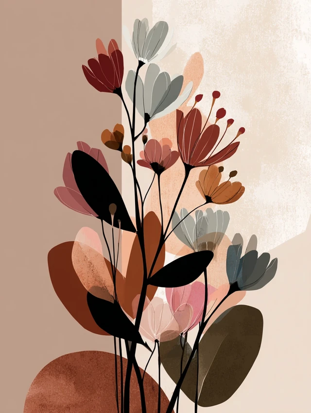 Midjourney: Minimalist Abstract Flower Art v5.2-v7.0 Guide - v7.0 - Image 4