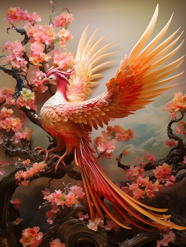 Chinese Phoenix Art: Midjourney v5.2 vs v6.1 vs v7.0 Evolution - v5.2 - Image 3