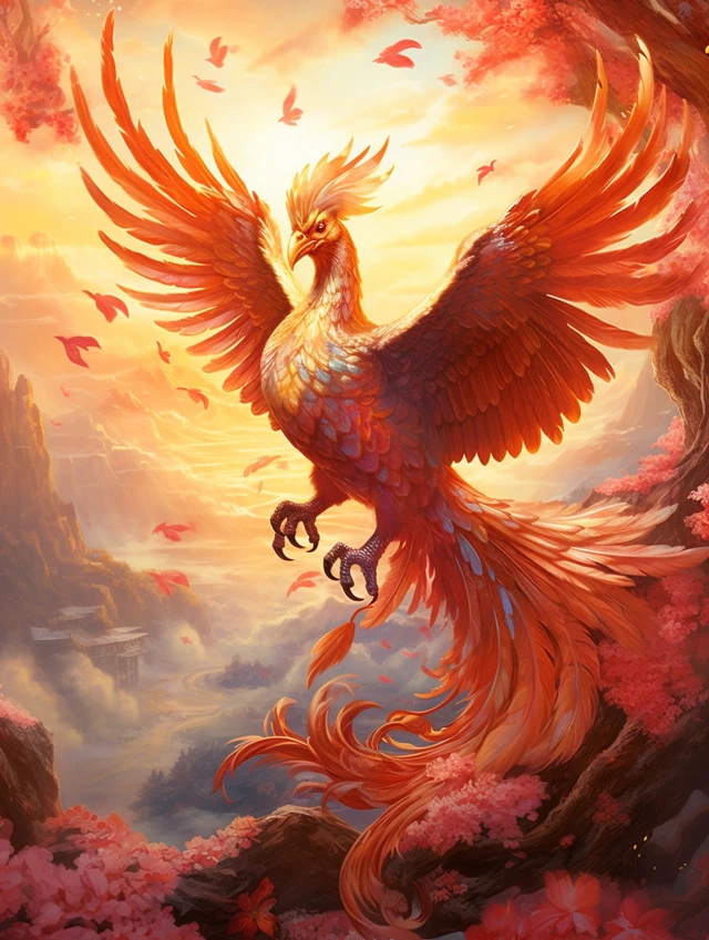 Chinese Phoenix Art: Midjourney v5.2 vs v6.1 vs v7.0 Evolution - v5.2 - Image 2