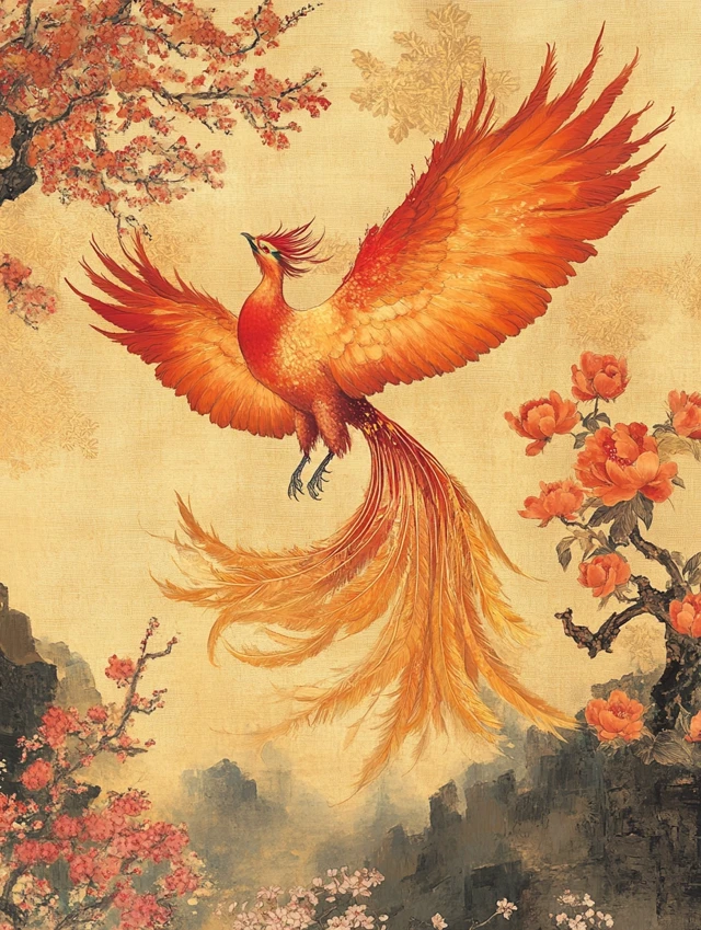 Chinese Phoenix Art: Midjourney v5.2 vs v6.1 vs v7.0 Evolution - v6.1 - Image 1