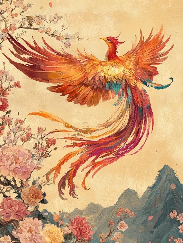 Chinese Phoenix Art: Midjourney v5.2 vs v6.1 vs v7.0 Evolution - v6.1 - Image 4