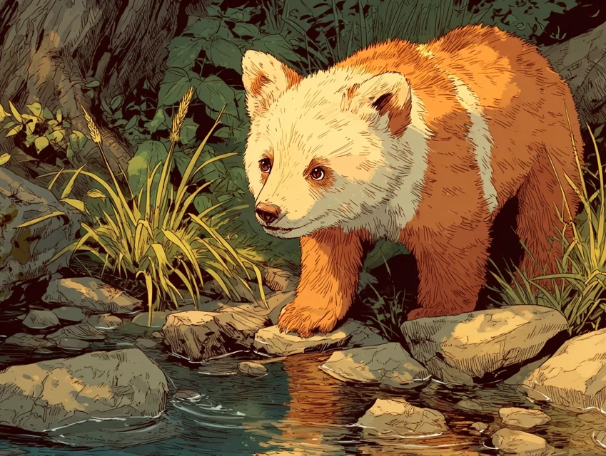 Midjourney Stylized Bear Cub Art: v5.2 vs v6.1 vs v7.0 - v7.0 - Image 4