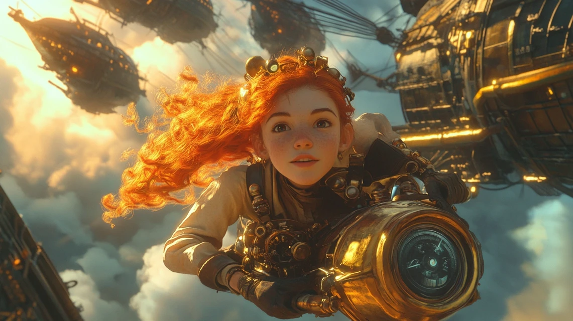 Midjourney Steampunk Anime Airship Illustration Comparison - v6.1 - Image 2