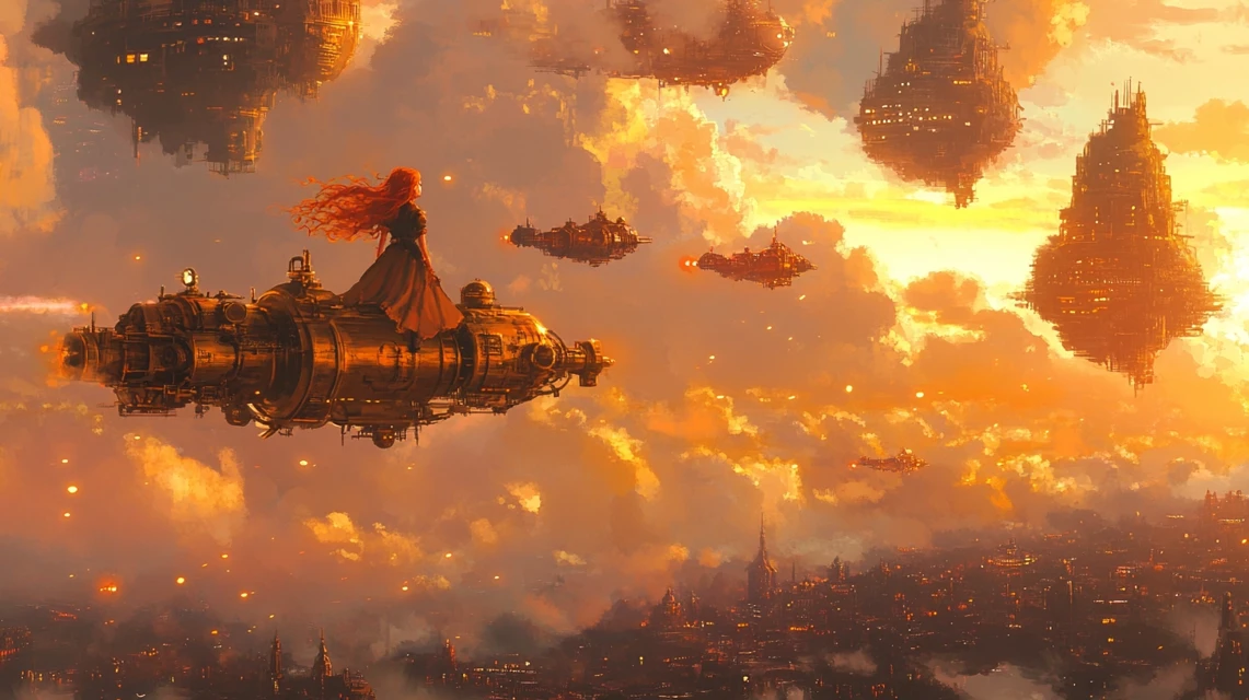 Midjourney Steampunk Anime Airship Illustration Comparison - v6.1 - Image 4