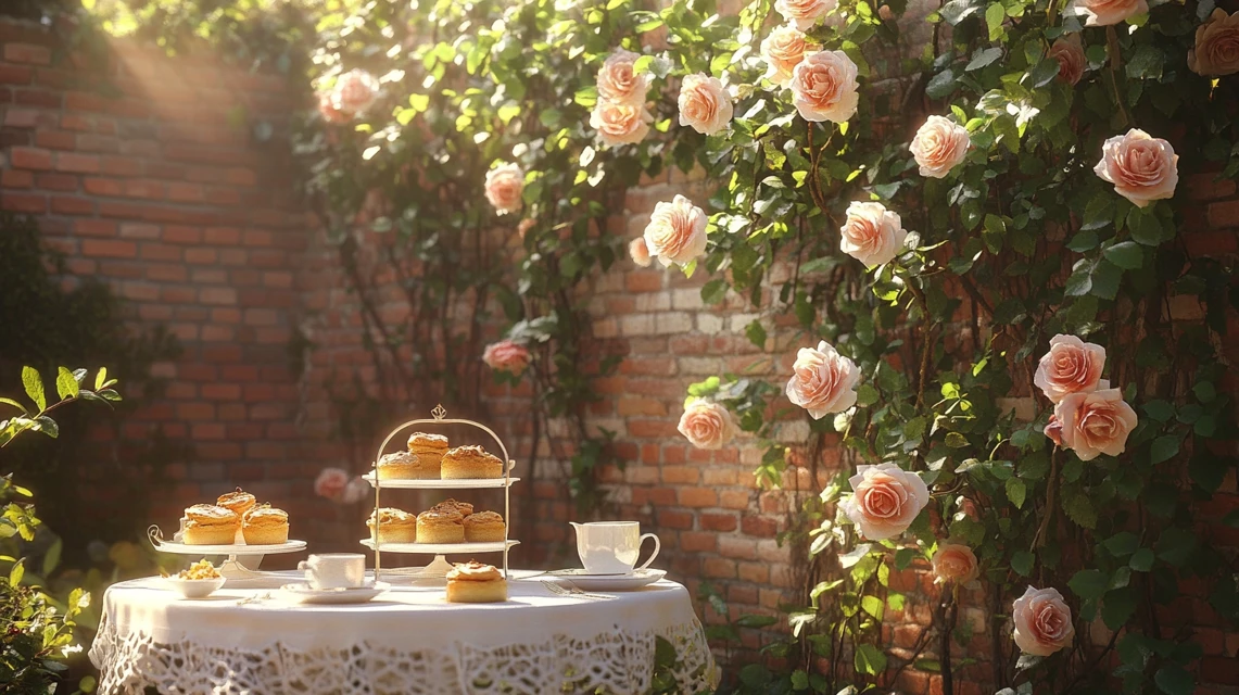 Photorealistic Afternoon Tea Garden AI: Midjourney v5-v7 - v6.1 - Image 2