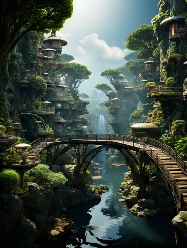 Midjourney Evolution: Cyberpunk Chinese Forest Cities Compared - v5.2 - Image 2