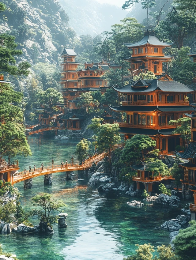 Midjourney Evolution: Cyberpunk Chinese Forest Cities Compared - v6.1 - Image 2