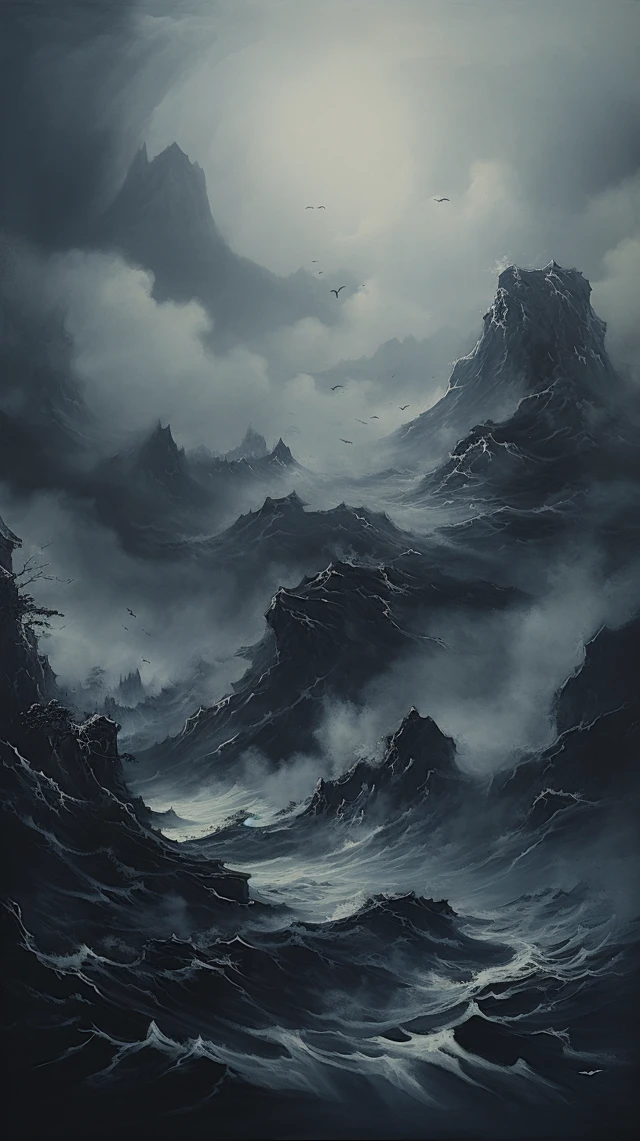 MidJourney Ink Painting Seascape: v5.2 vs v6.1 vs v7.0 - v5.2 - Image 3
