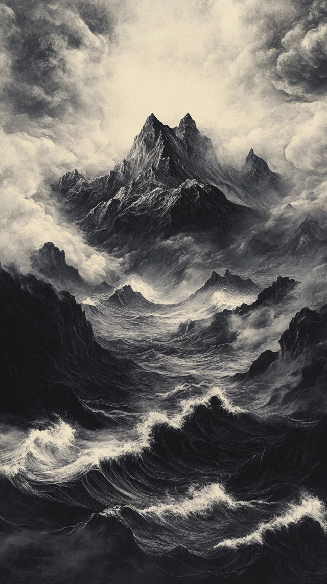 MidJourney Ink Painting Seascape: v5.2 vs v6.1 vs v7.0 - v6.1 - Image 4