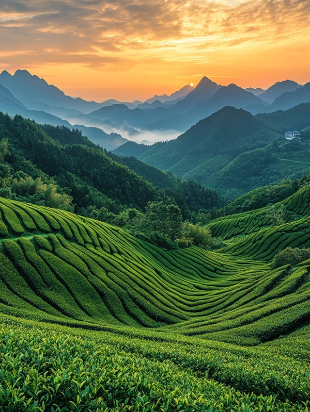 MJ v5.2-v7: Best Tea Plantation Sunset Landscapes Guide - v6.1 - Image 1