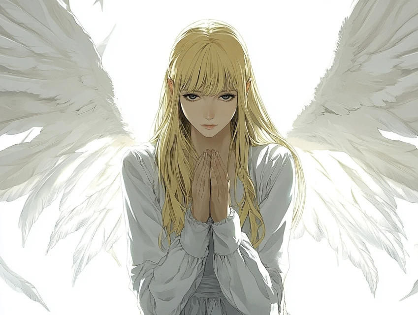 Blonde Anime Angel: Midjourney v5.2-v7.0 Art Comparison - v6.1 - Image 4