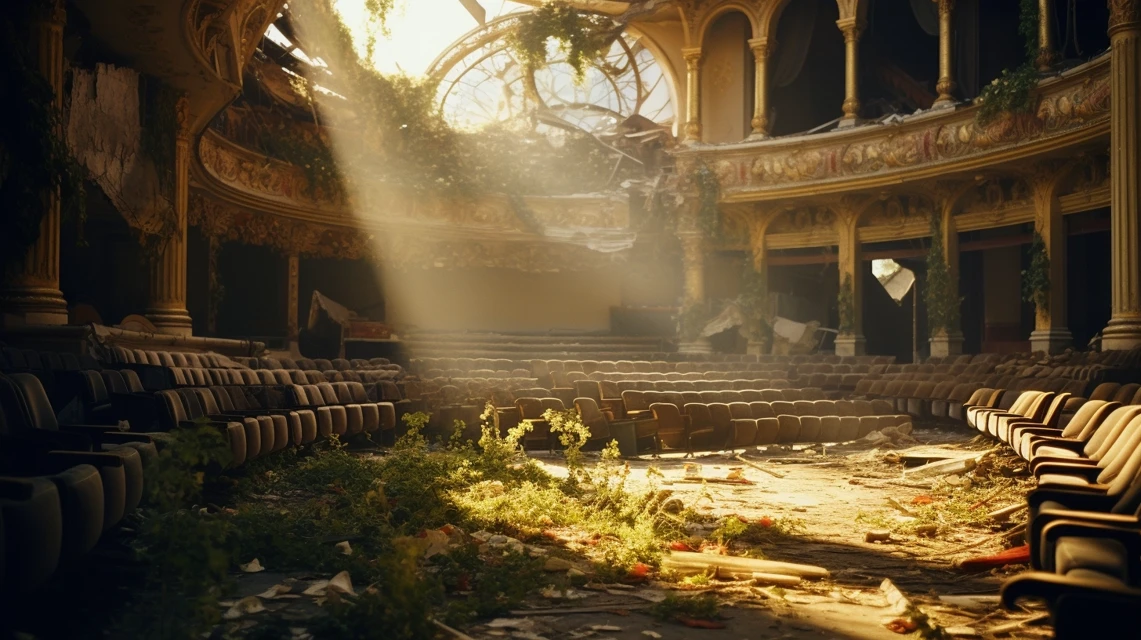 Abandoned Opera House: Midjourney v5.2 vs v6.1 vs v7.0 - v5.2 - Image 2
