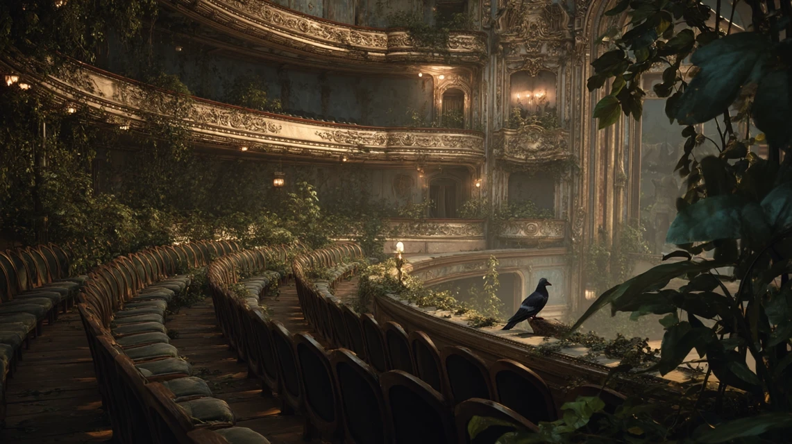 Abandoned Opera House: Midjourney v5.2 vs v6.1 vs v7.0 - v7.0 - Image 2