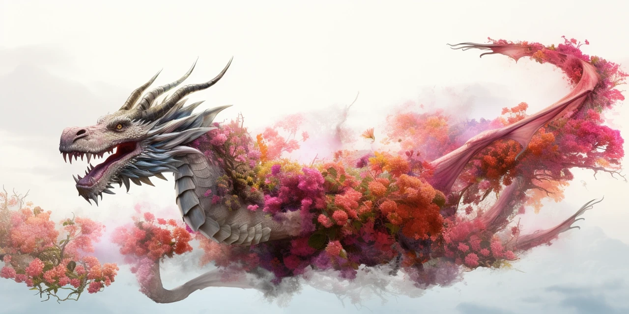 Floral Fantasy Dragons: MidJourney v5.2 vs v6.1 vs v7.0 - v5.2 - Image 3