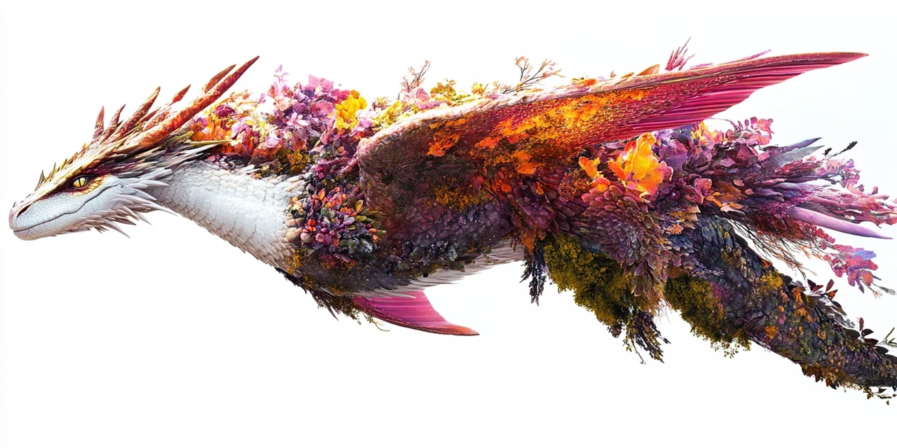 Floral Fantasy Dragons: MidJourney v5.2 vs v6.1 vs v7.0 - v6.1 - Image 2