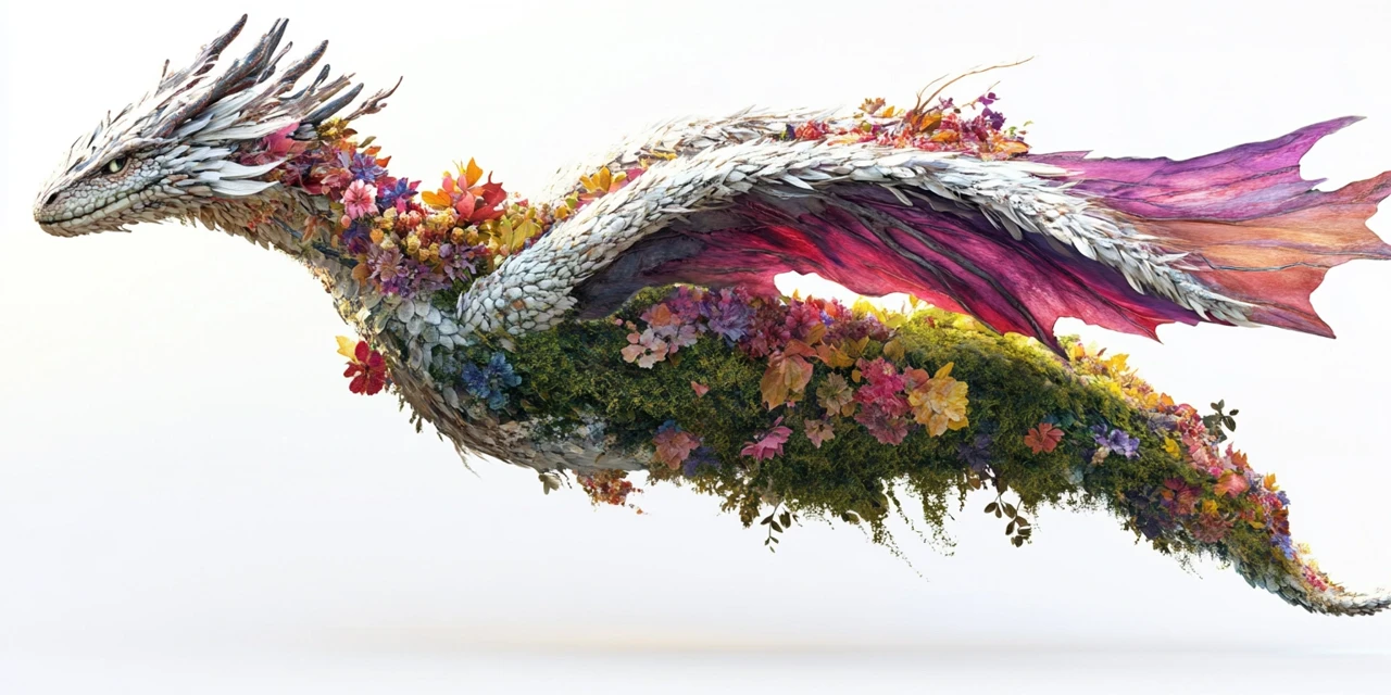 Floral Fantasy Dragons: MidJourney v5.2 vs v6.1 vs v7.0 - v6.1 - Image 4