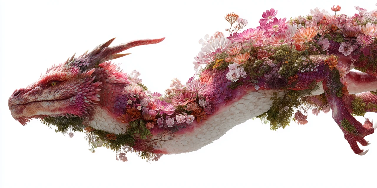 Floral Fantasy Dragons: MidJourney v5.2 vs v6.1 vs v7.0 - v7.0 - Image 3