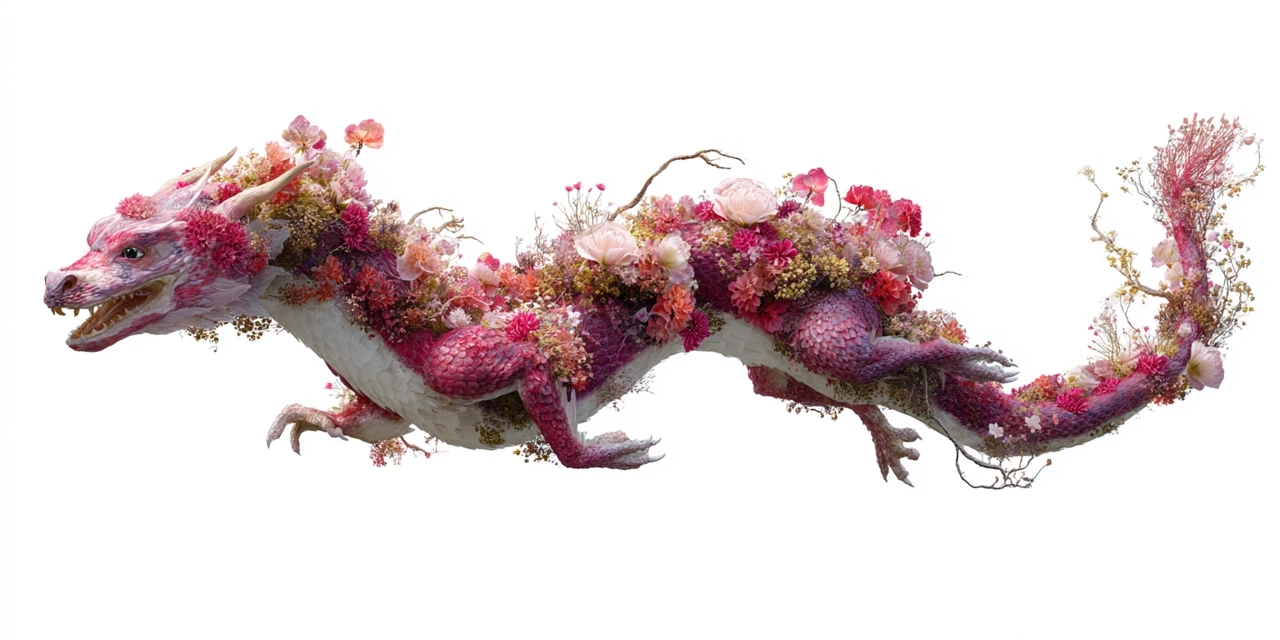Floral Fantasy Dragons: MidJourney v5.2 vs v6.1 vs v7.0 - v7.0 - Image 2