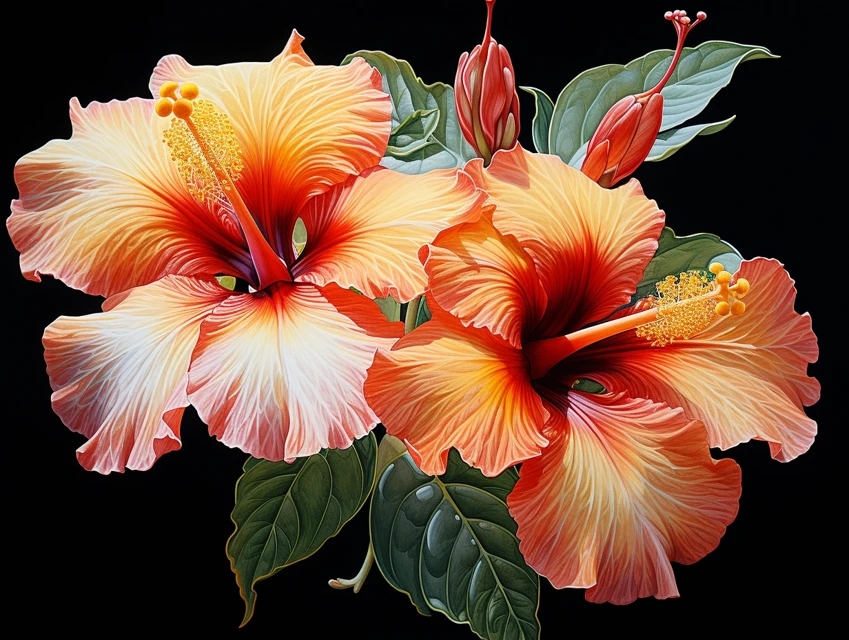 Realistic Hibiscus Flower AI Art: Midjourney v5.2-v7.0 Test - v5.2 - Image 2