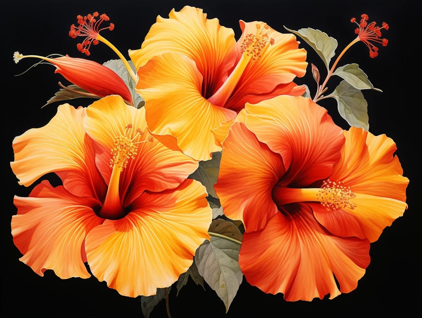 Realistic Hibiscus Flower AI Art: Midjourney v5.2-v7.0 Test - v5.2 - Image 1