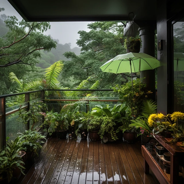 Rainy Balcony Garden: Midjourney v5.2 v6.1 v7.0 Comp - v5.2 - Image 3