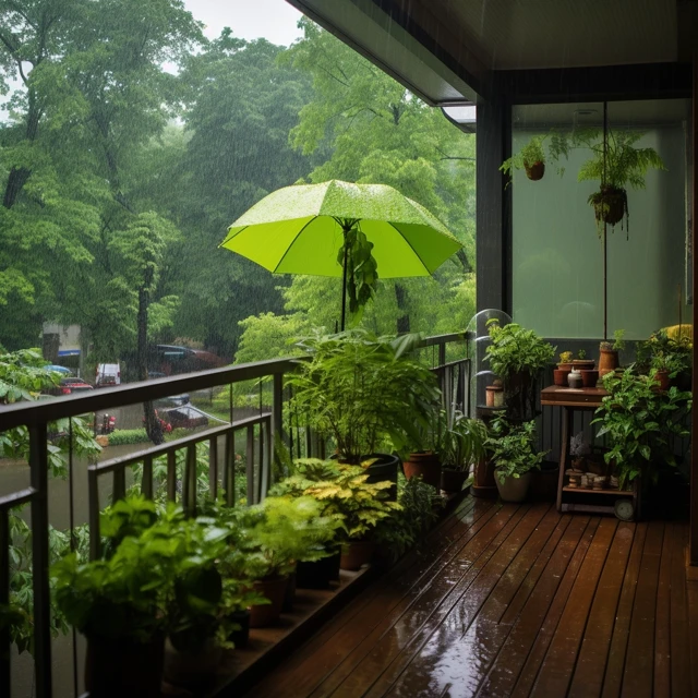 Rainy Balcony Garden: Midjourney v5.2 v6.1 v7.0 Comp - v5.2 - Image 2