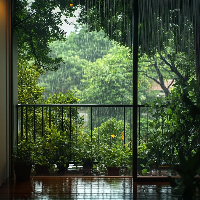 Rainy Balcony Garden: Midjourney v5.2 v6.1 v7.0 Comp - v6.1 - Image 2