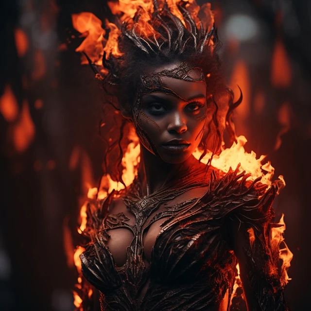 Midjourney v7 vs v6 & v5: Cinematic Fire Queen Portrait AI - v5.2 - Image 2