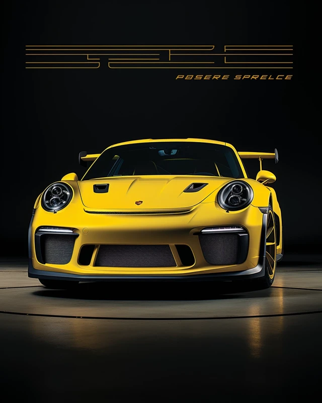 MidJourney Yellow Porsche GT3 RS Poster Design Comparison - v5.2 - Image 1
