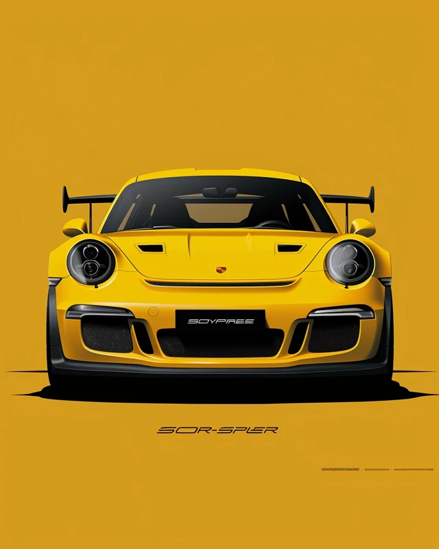 MidJourney Yellow Porsche GT3 RS Poster Design Comparison - v5.2 - Image 2