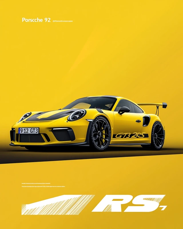 MidJourney Yellow Porsche GT3 RS Poster Design Comparison - v6.1 - Image 2