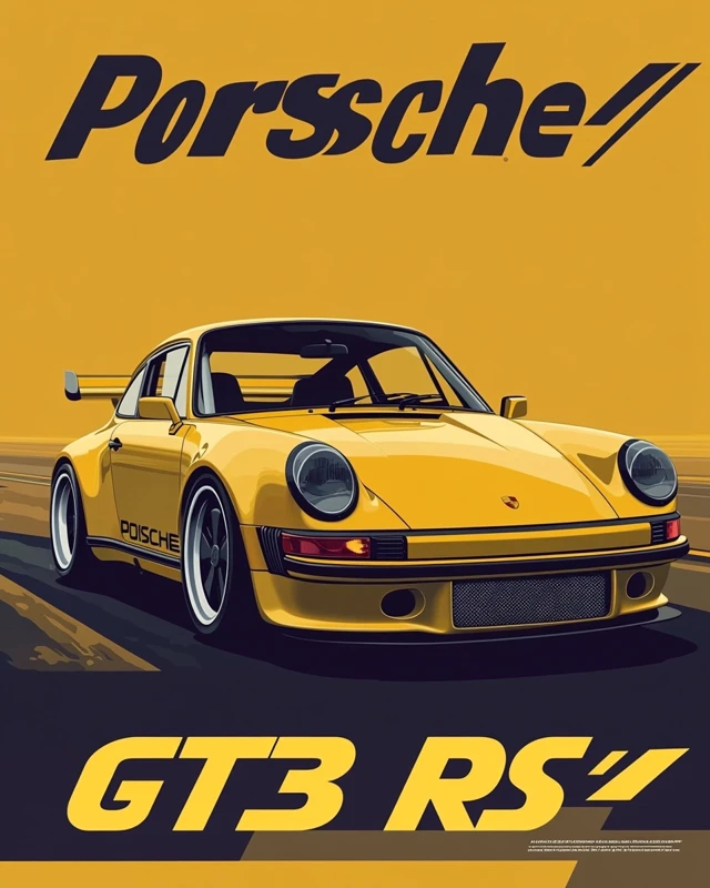 MidJourney Yellow Porsche GT3 RS Poster Design Comparison - v6.1 - Image 4