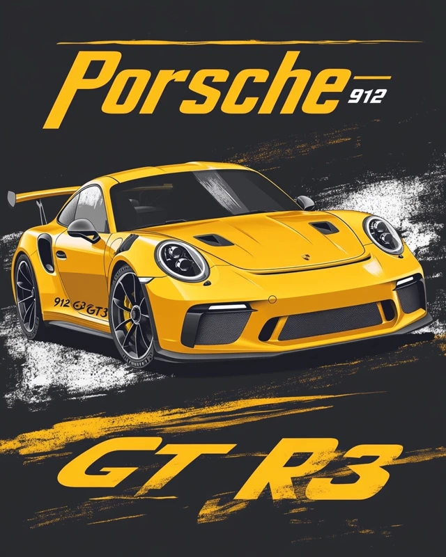 MidJourney Yellow Porsche GT3 RS Poster Design Comparison - v6.1 - Image 3