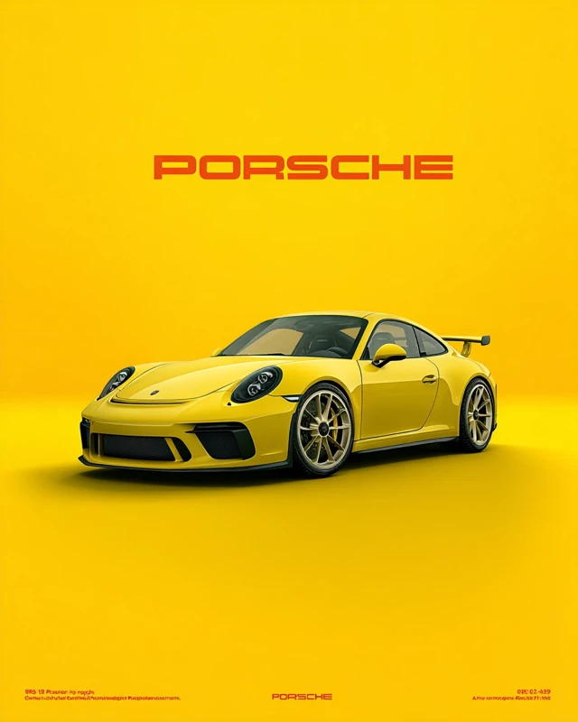 MidJourney Yellow Porsche GT3 RS Poster Design Comparison - v7.0 - Image 4