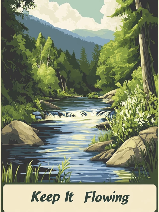 Vintage River Poster AI: Midjourney v5.2, v6.1, v7 Compare - v6.1 - Image 4