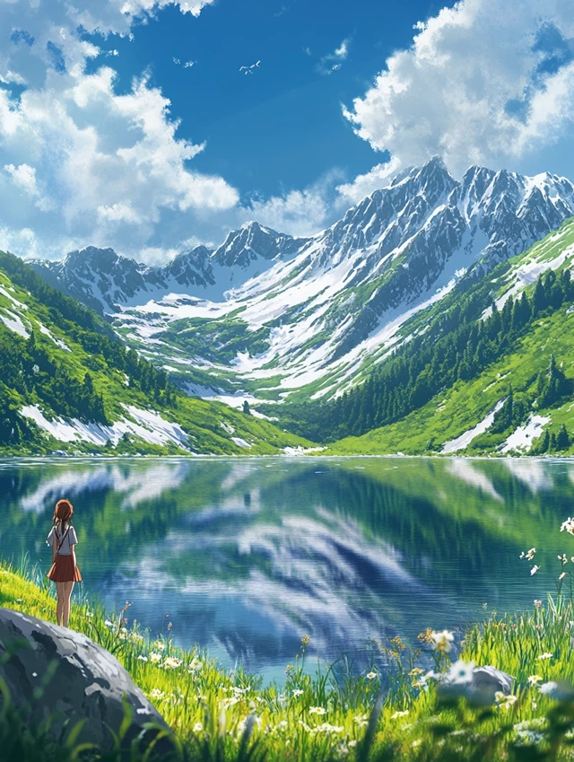 Anime Alpine Scenery: Midjourney v5.2, v6.1, v7 Compared - v6.1 - Image 2