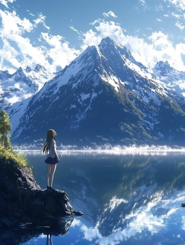 Anime Alpine Scenery: Midjourney v5.2, v6.1, v7 Compared - v6.1 - Image 3