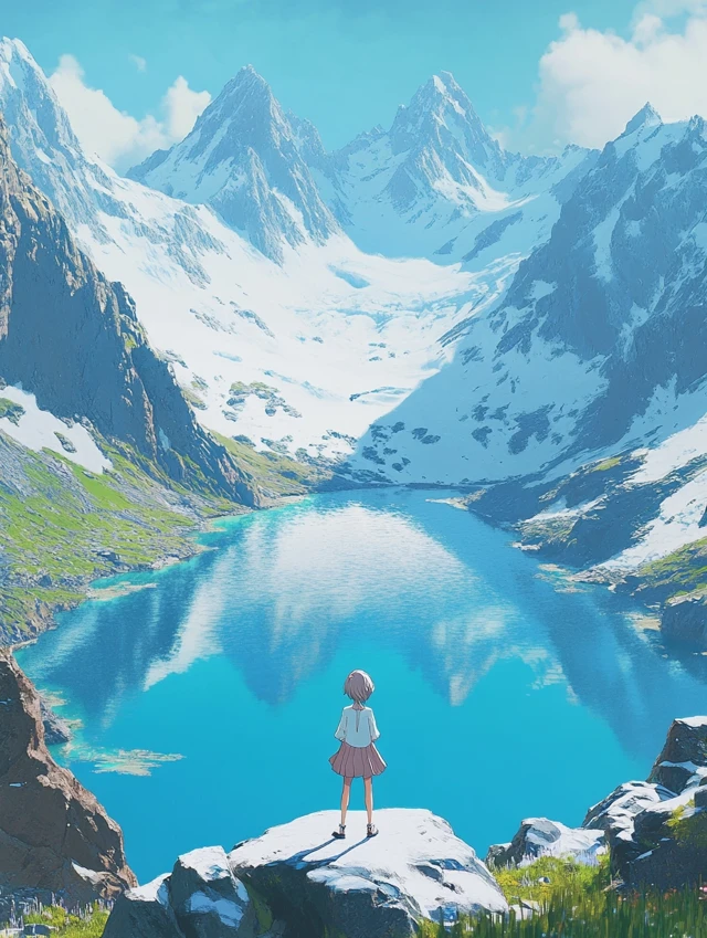 Anime Alpine Scenery: Midjourney v5.2, v6.1, v7 Compared - v6.1 - Image 4