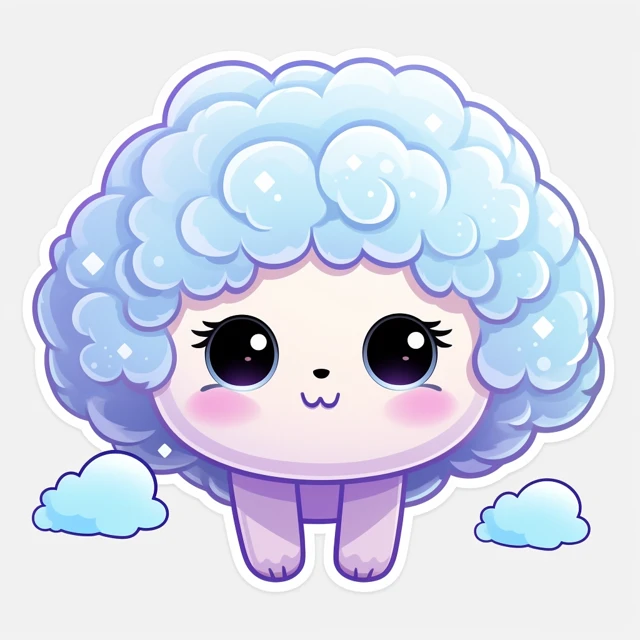 Midjourney Kawaii Cloud Sheep Sticker Design Comparison - v5.2 - Image 2
