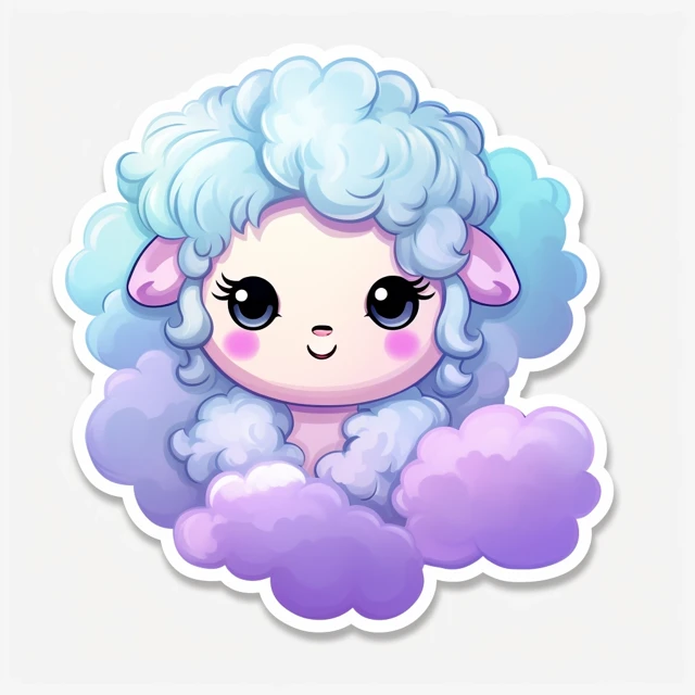 Midjourney Kawaii Cloud Sheep Sticker Design Comparison - v5.2 - Image 3
