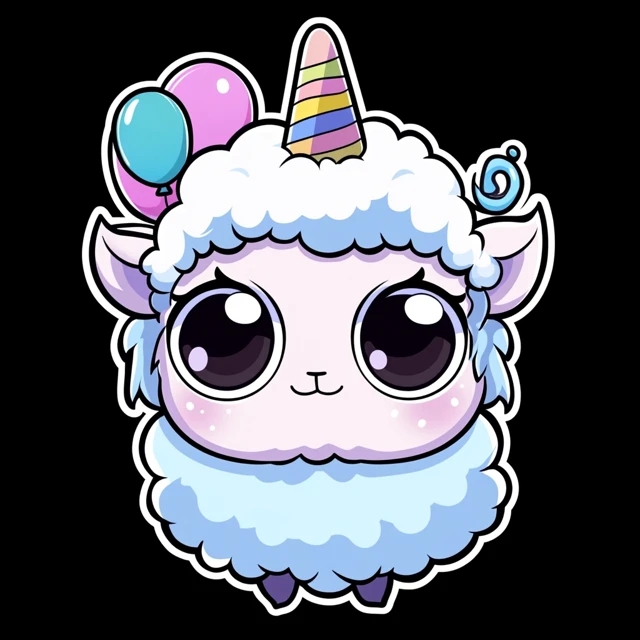 Midjourney Kawaii Cloud Sheep Sticker Design Comparison - v6.1 - Image 4