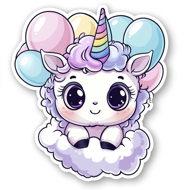 Midjourney Kawaii Cloud Sheep Sticker Design Comparison - v6.1 - Image 2