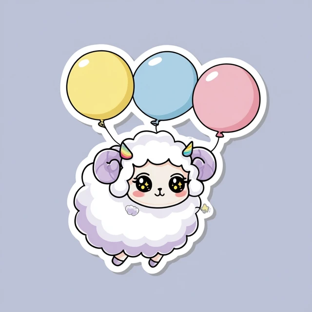 Midjourney Kawaii Cloud Sheep Sticker Design Comparison - v7.0 - Image 2