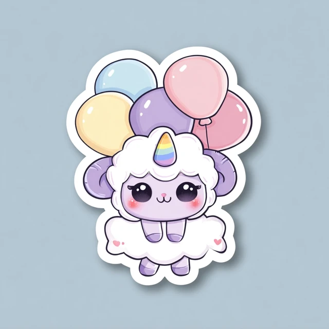 Midjourney Kawaii Cloud Sheep Sticker Design Comparison - v7.0 - Image 3