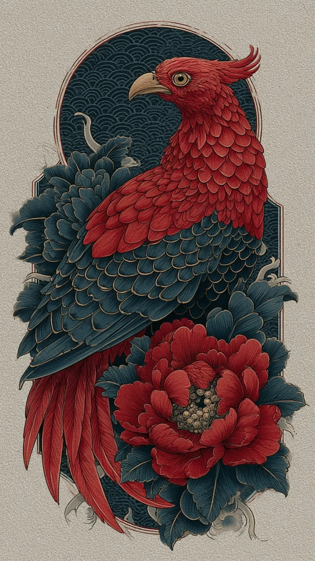 New School Japanese Phoenix Tattoo Designs: MidJourney Comparison - v7.0 - Image 3