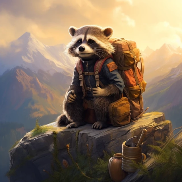 Raccoon Hiker Design: Midjourney v5.2, v6.1, v7.0 Compared - v5.2 - Image 2