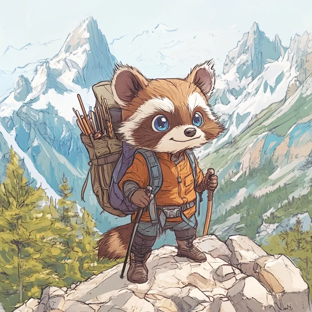 Raccoon Hiker Design: Midjourney v5.2, v6.1, v7.0 Compared - v6.1 - Image 4