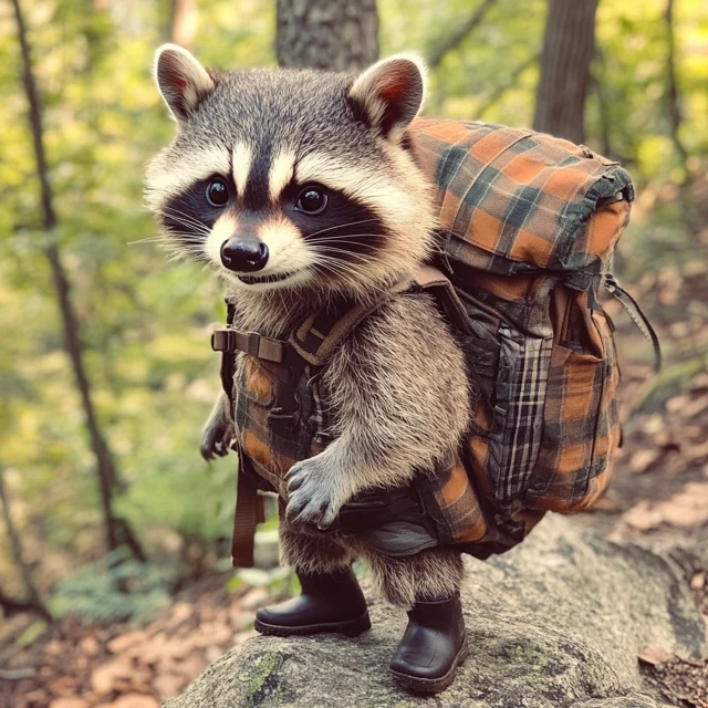 Raccoon Hiker Design: Midjourney v5.2, v6.1, v7.0 Compared - v6.1 - Image 2