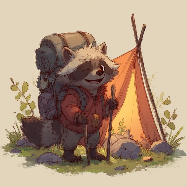 Raccoon Hiker Design: Midjourney v5.2, v6.1, v7.0 Compared - v7.0 - Image 4