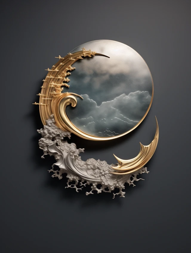 Midjourney Abstract Gold Brooch: v5.2 vs v6.1 vs v7.0 - v5.2 - Image 3